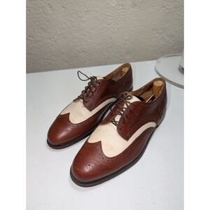 COLE HAAN Brown & Beige Leather Wingtip Oxford Shoes Men's 10.5 D Made In U.S.A